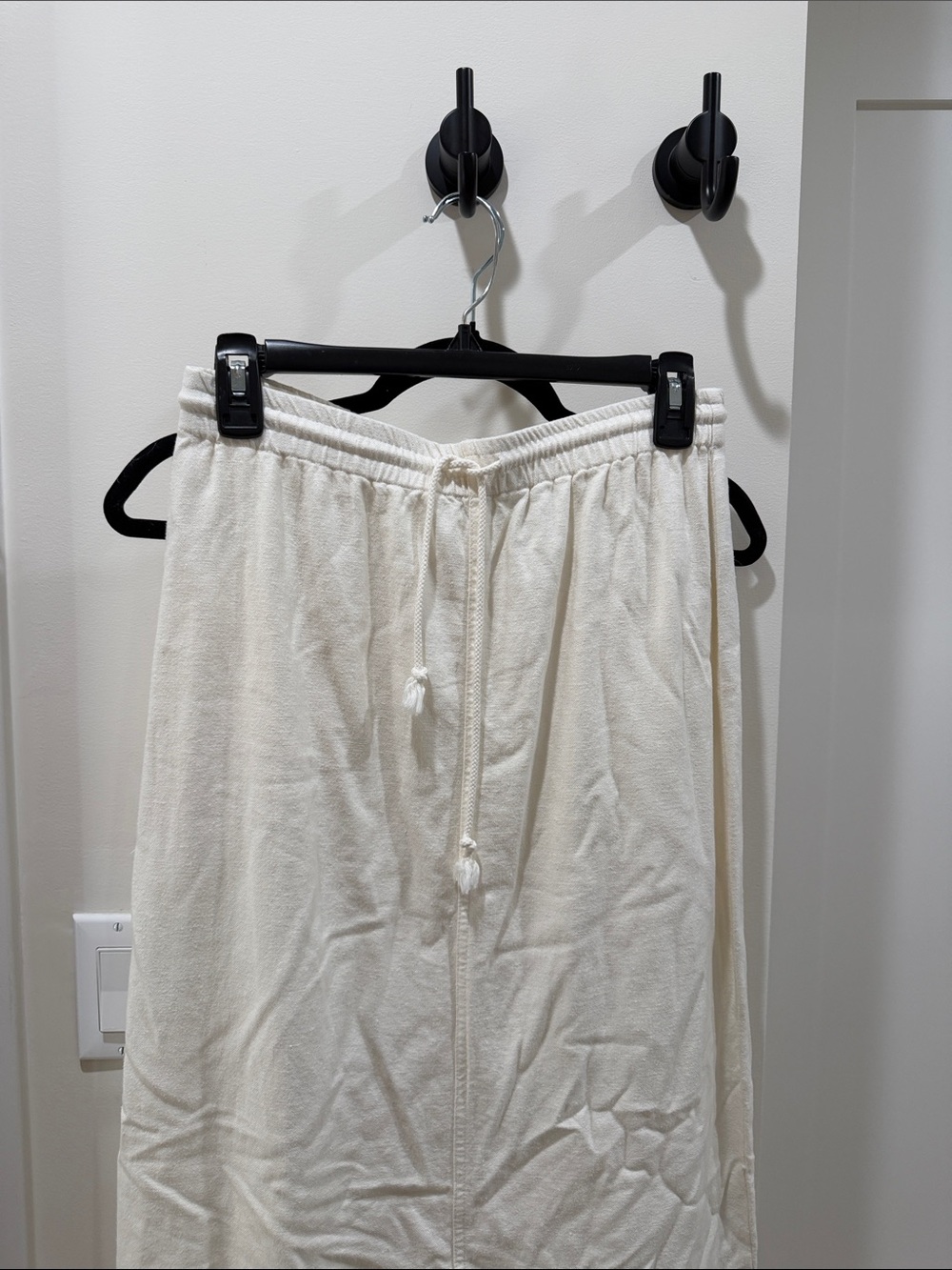 Kids Cream Drawstring Terry Skirt